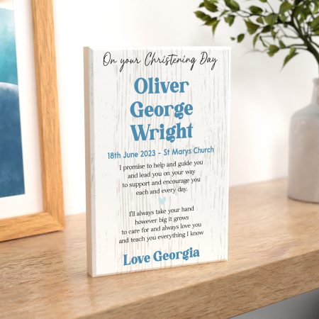 Personalised Christening Gift From Godmother Godfather - Printed Maple Wooden Block