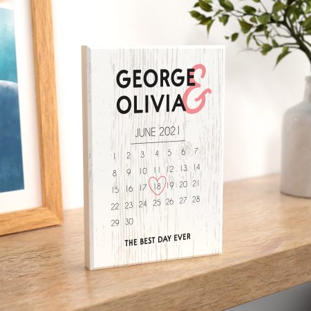 Personalised The Best Day Ever Calendar Design Valentines Gift - Unique Printed Maple Block Gift for Couples