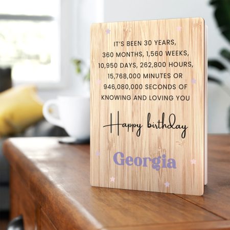 Personalised Birthday Wooden Greetings Card - Special Milestone 30th Birthday Gift