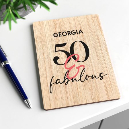 50 & Fabulous Personalised Wooden Birthday Card for Her - Unique Printed Design