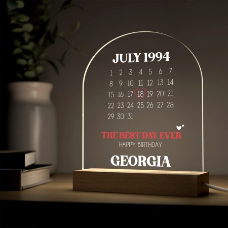 Printed LED Light for Birthday - featuring Personalised Calendar Design for Your Loved Ones 'Best Day Ever'