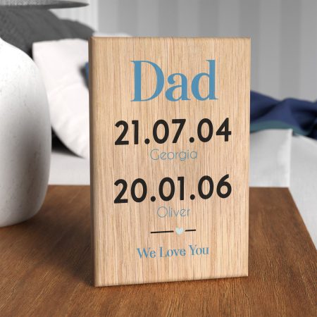 Personalised Printed Oak Block for Father's Day - Customisable Keepsake for Dad