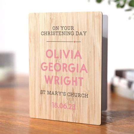 'On Your Christening Day' Wooden Card - Lovely Personalised Printed Christening Card