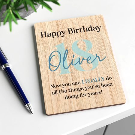 Funny 18th Birthday Wooden Card for Him - Personalised Eco-Friendly Unique Keepsake