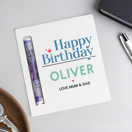 Birthday Money Holder Gift For Kids - Personalised White Acrylic Unique Birthday Present