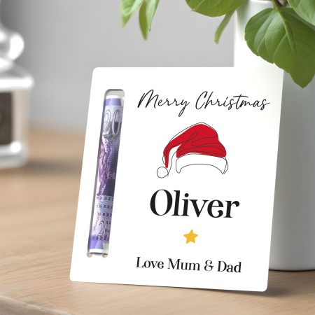 Personalised Christmas White Acrylic Printed Money Holder for Children