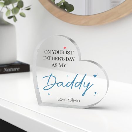 Father's Day Special Heat Shaped Clear Block - Personalised Printed Keepsake for 1st Fathers Day