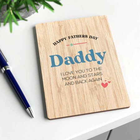 Wooden Fathers Day Card - Personalised for Daddy with Loving Message