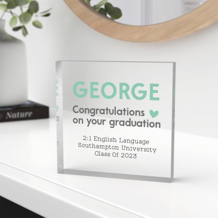 'Congratulations on Your Graduation' - Personalised Printed Clear Acrylic Block With Your University and Degree