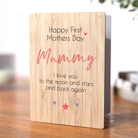 Happy First Mother's Day Personalised Wooden Greeting Card -  Printed Mother's Day Card for Mummy