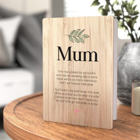 Personalised Mother of the Bride Wedding Day Card - Printed Wooden Unique Card for Mum