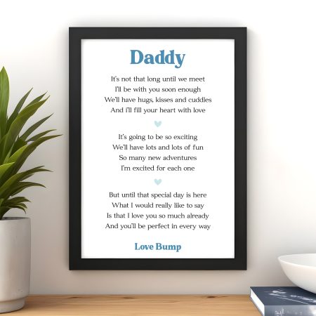 Personalised Daddy Love Bump Poem Framed Print – Special Message That Makes a Sentimental Gift
