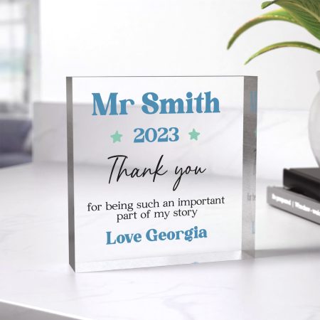 Personalised 'Thank You' Teacher' Clear Acrylic Ornament Gift