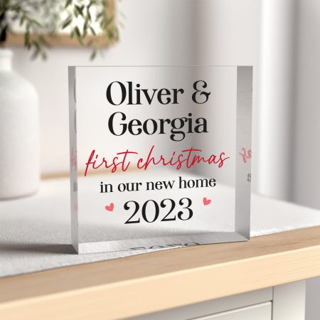 Personalised First Christmas In Our New Home Clear Acrylic Ornament - Perfect Gift for Loved Ones