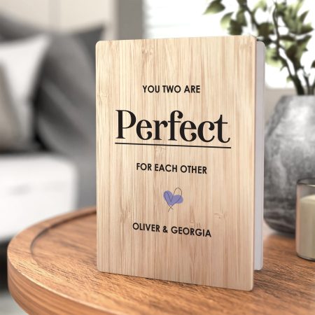 'Perfect for Each Other' - Printed Personalised Wooden Congratulations on Engagement Card