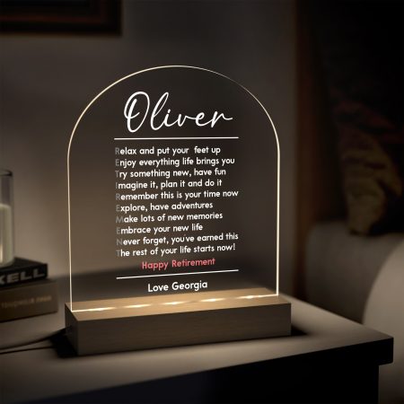 'RETIREMENT' Poem Personalised LED Light Sign with Printed Finish