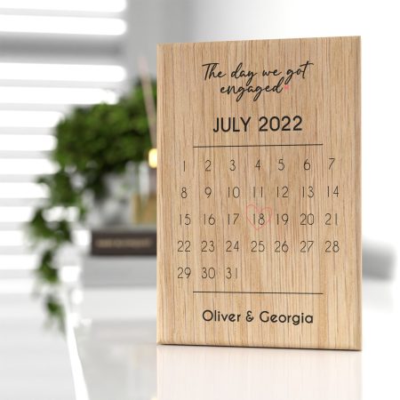 Personalised Engagement The Day We Got Engaged Oak Wooden Block Gift