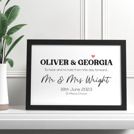 Personalised Print and Frame Gift - 'To Hold From This Day Forward' Elegant Printed Keepsake