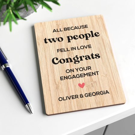 'Congrats on Your Engagement' - Stunning Personalised Wooden Congratulations Card Gift