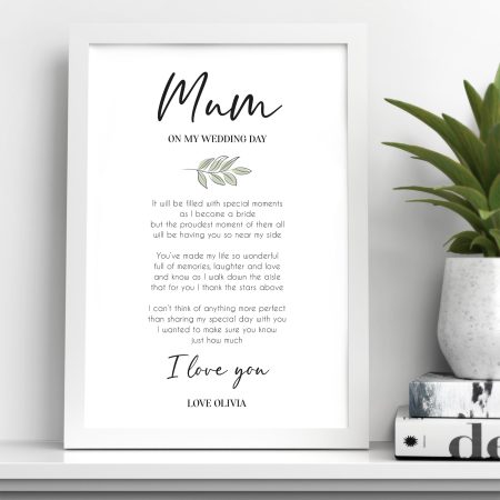 Heartfelt Personalised Mother of The Bride Printed Poem Gift - Lovely Wedding Gift for Mum