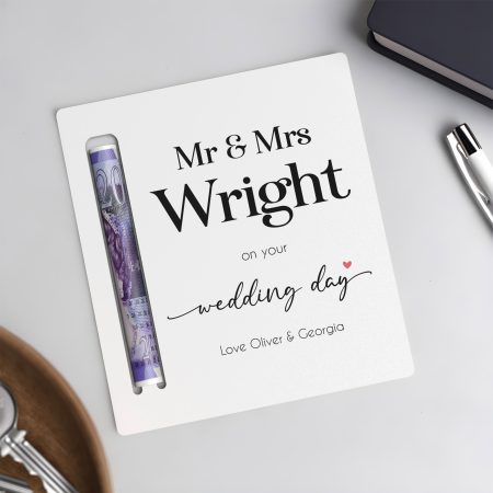 'On Your Wedding Day' - White Acrylic Money Holder Unique Personalised Gift