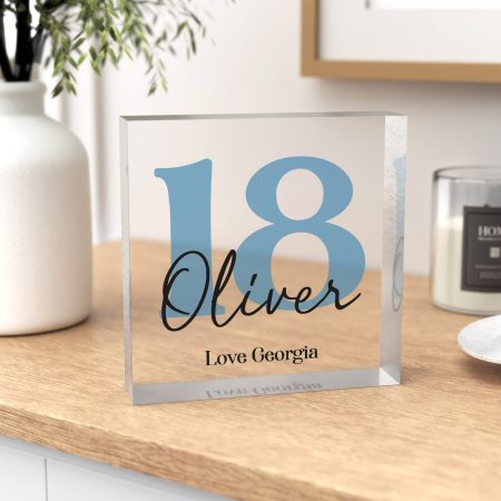 Personalised Milestone 18th Birthday Clear Block - Custom Printed Keepsake Memorable Gift