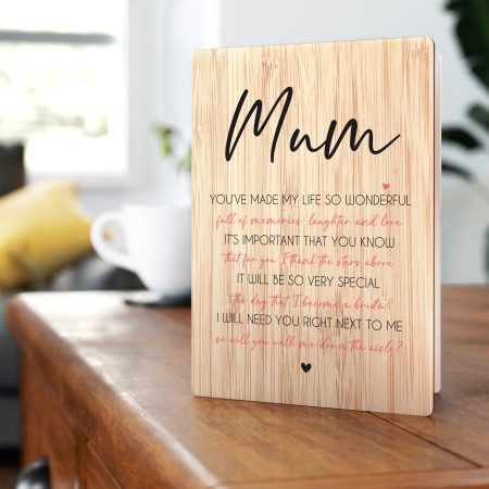 'Walk Me Down The Aisle' - Personalised Printed Wedding Gift for Mum or Dad - Unique Wooden Card Keepsake