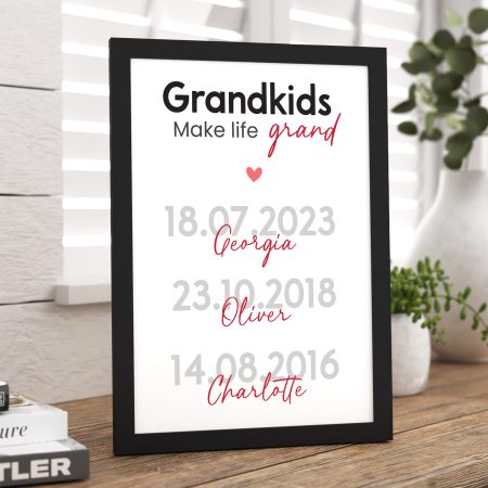 'Grandkids Make Life Grand' - Personalised Print and Frame Christmas Gift For Grandparents