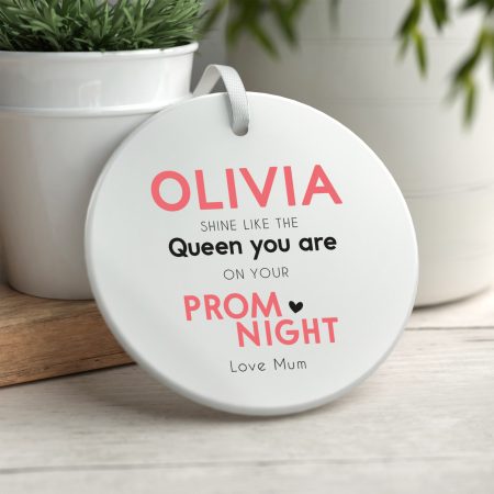 Prom Queen Printed Ceramic Circle Decoration - Elegant Personalised Gift