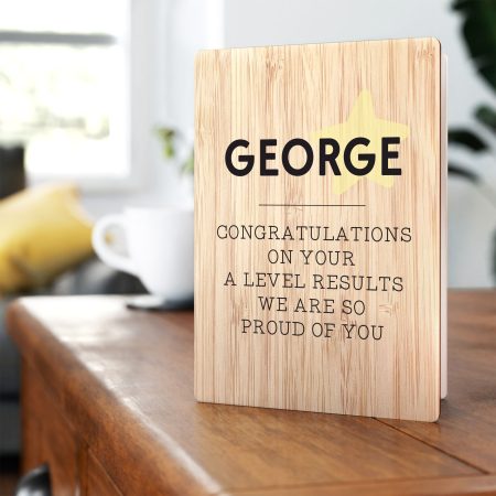 'We Are So Proud of You' - Congratulations on A Level Results Personalised Wooden Card