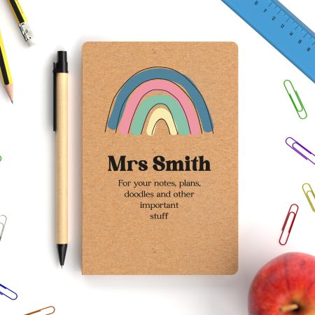 Funny Teacher Notepad Gift - 'For Your Notes, Plans, Doodles and Other Important Stuff - Rainbow Design Personalised Teacher Gift