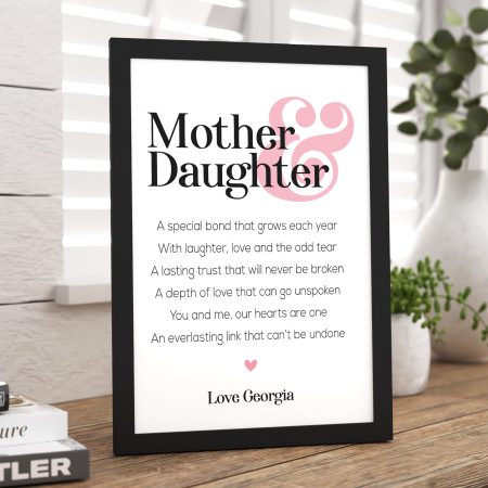 Printed Mother’s Day Personalised Gift – Mother & Daughter Poem in Frame