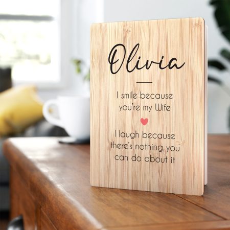 Personalised Wooden Greetings Card for Anniversary - Romantic Printed Design for Wife