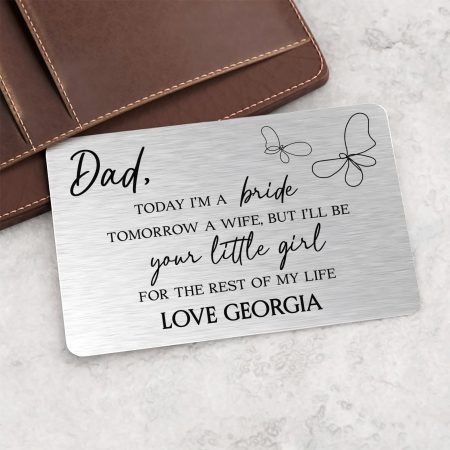Father Of The Bride Personalised Metal Wallet Card - Beautiful Butterfly Printed Design to Mark a Memorable Occasion