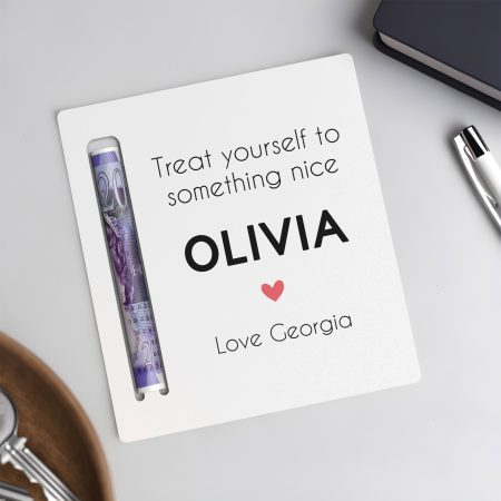 Personalised Treat Yourself White Acrylic Money Holder Gift