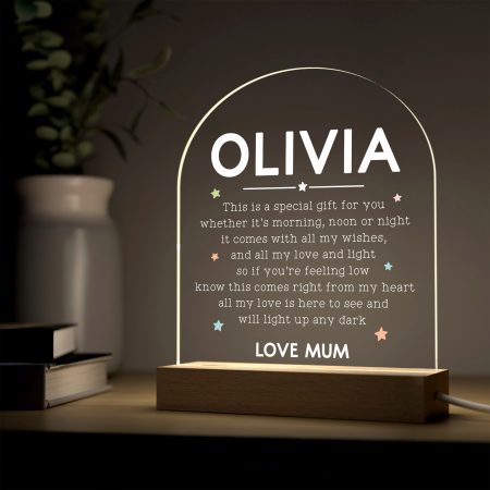 Personalised LED Night Light Special Daughter Son Birthday Gift - Beautiful Printed Poem Present