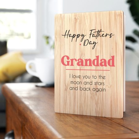 'I Love You to The Moon and Stars and Back Again' - Personalised Printed Wooden Fathers Day Card for Dad or Grandad
