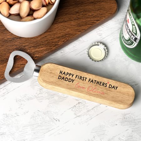 Happy First Fathers Day Custom Printed Bottle Opener - Personalised Message from Kids