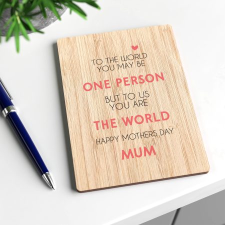 Mother's Day Personalised Wooden Card - Special Message in Elegant Printed Finish