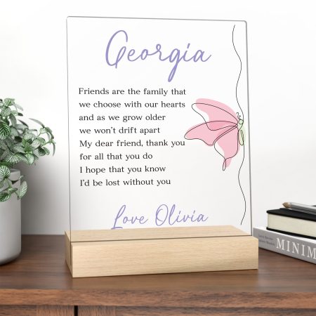 'Friends Are The Family That We Choose' - Printed Personalised Acrylic Sign and Wooden Stand