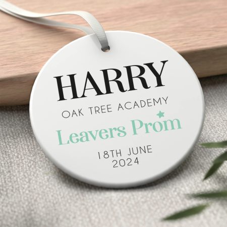 Elegant Leavers Prom Personalised Printed Ceramic Hanger Tag