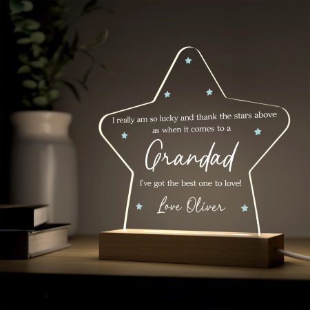 Fathers Day Star LED Light Sign - Personalised Father's Day Printed Star Themed Gift