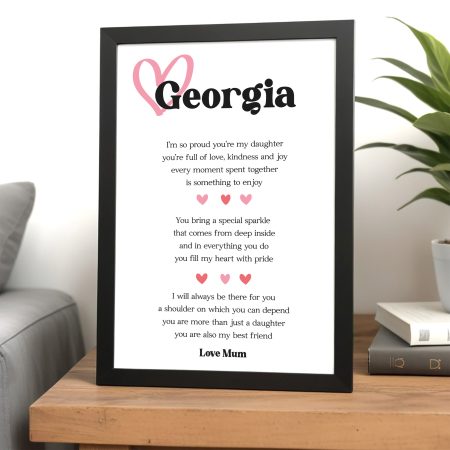 Personalised 'I'm So Proud You're My Daughter' Family Framed Print - Heartfelt Poem For a Special Occasion