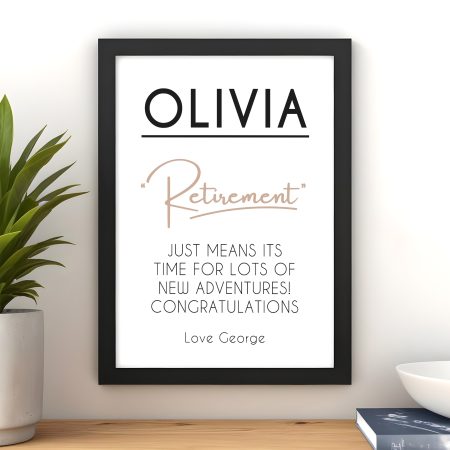 Personalised Framed Print for Retirement - 'Time For New Adventures'