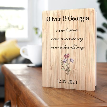 Personalised Wooden Greetings Card for New Home - Elegant Printed Finish