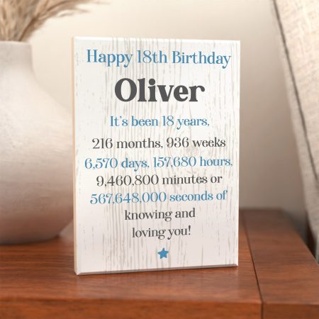 18th Birthday Milestone Maple Block Present - 'Years, Months, Weeks' Personalised Present
