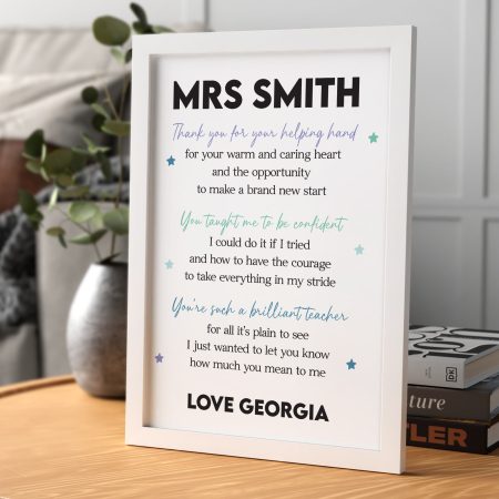 Personalised Thank You Print for Teachers - Beautifully Framed for Any Occasion