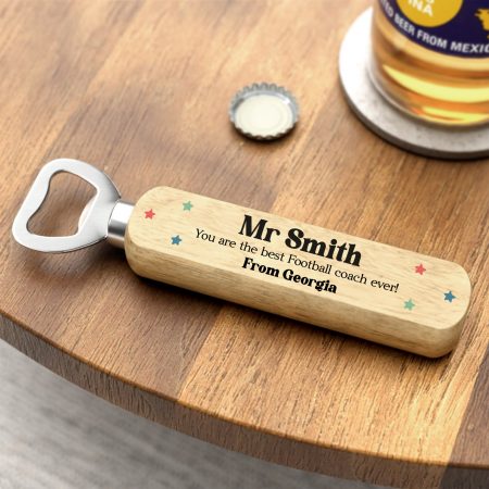 'Best Sports Coach Ever!' - Personalised Printed Wooden Bottle Opener - Perfect Unique Teacher Present