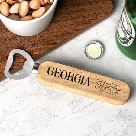 Printed Personalised Wooden Bottle Opener - Congratulations Present For Students Gift