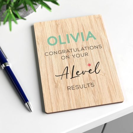 Personalised Printed Congratulations On Your A Level Results Wooden Card